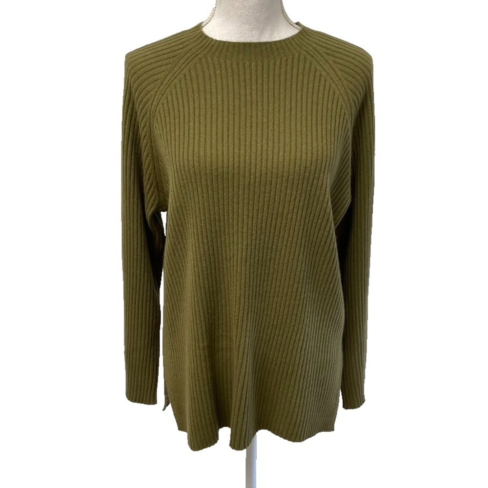 Nap‎ Cashmere Sweater Jumper Womens Small Green Ribbed Pullover Mock Neck Lounge